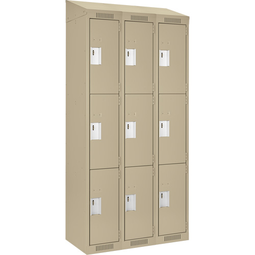 Casiers Clean Line, 3 niveaux, Bloc de 3, 36" x 18" x 78", Acier, Beige, Rivet (assembl&eacute;) Distribution Élite MP