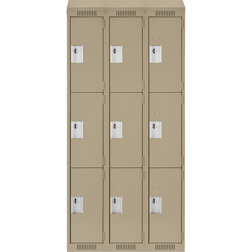 Casiers Clean Line, 3 niveaux, Bloc de 3, 36" x 18" x 78", Acier, Beige, Rivet (assembl&eacute;) Distribution Élite MP