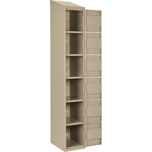 Clean Line Lockerette, 6 -tier, Bank of 4, 48" x 18" x 78", Steel, Beige, Rivet (Assembled) Distribution Élite MP