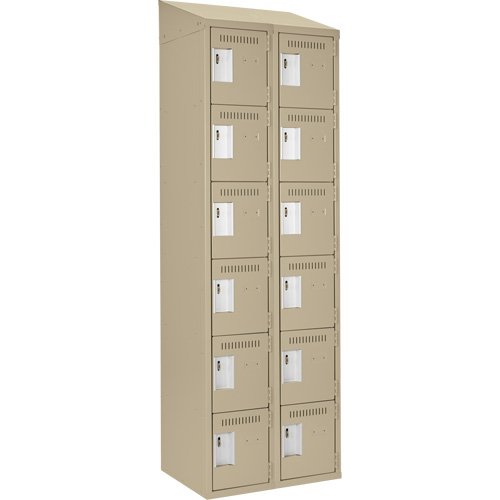 Clean Line Lockerette, 6 -tier, Bank of 2, 24" x 18" x 78", Steel, Beige, Rivet (Assembled) Distribution Élite MP