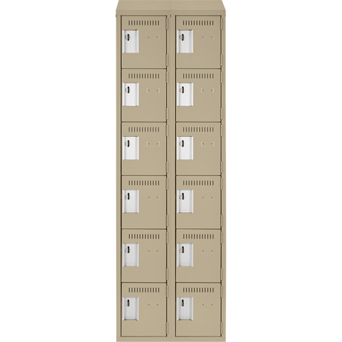 Clean Line Lockerette, 6 -tier, Bank of 2, 24" x 18" x 78", Steel, Beige, Rivet (Assembled) Distribution Élite MP