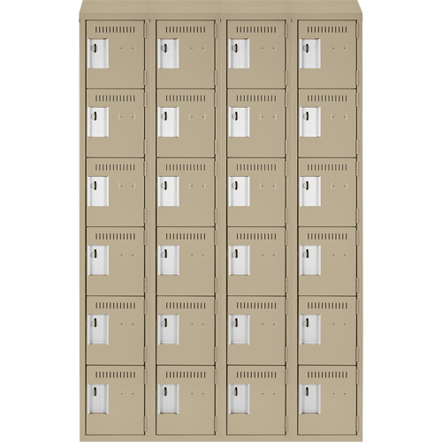 Clean Line Lockerette, 6 -tier, Bank of 4, 48" x 18" x 78", Steel, Beige, Rivet (Assembled) Distribution Élite MP