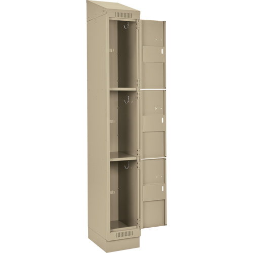 Clean Line Lockers, 3 -tier, Bank of 3, 36" x 18" x 82", Steel, Beige, Rivet (Assembled) Distribution Élite MP