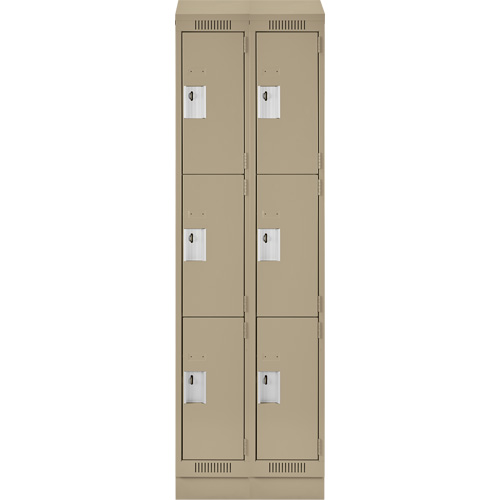 Clean Line Lockers, 3 -tier, Bank of 2, 24" x 18" x 82", Steel, Beige, Rivet (Assembled) Distribution Élite MP