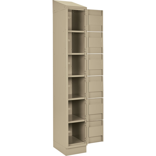 Clean Line Lockerette , 6 -tier, Bank of 4, 48" x 18" x 82", Steel, Beige, Rivet (Assembled) Distribution Élite MP