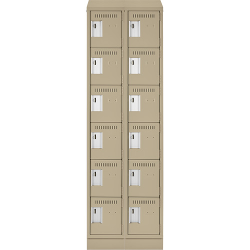 Clean Line Lockerette , 6 -tier, Bank of 2, 24" x 18" x 82", Steel, Beige, Rivet (Assembled) Distribution Élite MP