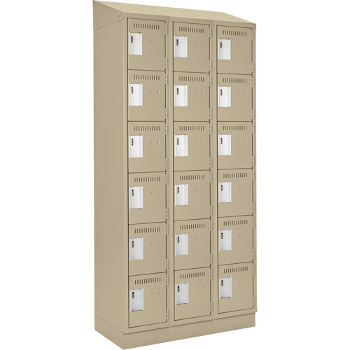 Clean Line Lockerette , 6 -tier, Bank of 3, 36" x 18" x 82", Steel, Beige, Rivet (Assembled) Distribution Élite MP