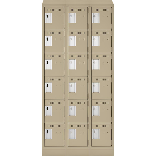 Clean Line Lockerette , 6 -tier, Bank of 3, 36" x 18" x 82", Steel, Beige, Rivet (Assembled) Distribution Élite MP