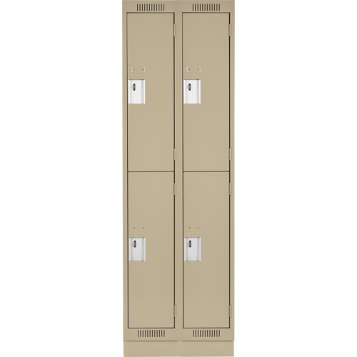 Clean Line Lockers, 2 -tier, Bank of 2, 24" x 18" x 76", Steel, Beige, Rivet (Assembled) Distribution Élite MP