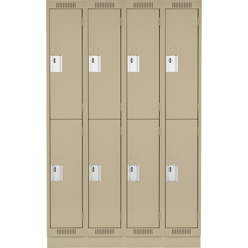 Casiers Clean Line, 2 niveaux, Bloc de 4, 48" x 18" x 76", Acier, Beige, Rivet (assembl&eacute;) Distribution Élite MP