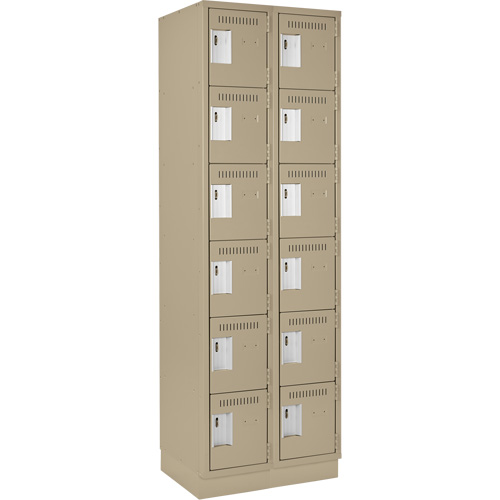 Clean Line Lockerette, 6 -tier, Bank of 2, 24" x 18" x 76", Steel, Beige, Rivet (Assembled) Distribution Élite MP