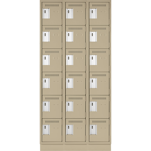Clean Line Lockerette, 6 -tier, Bank of 3, 36" x 18" x 76", Steel, Beige, Rivet (Assembled) Distribution Élite MP