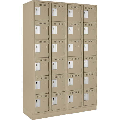 Clean Line Lockerette, 6 -tier, Bank of 4, 48" x 18" x 76", Steel, Beige, Rivet (Assembled) Distribution Élite MP