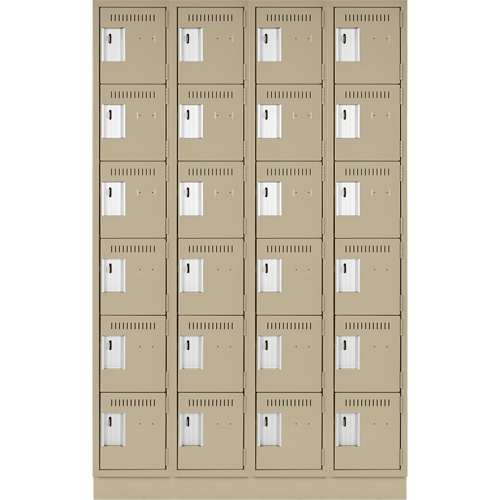 Clean Line Lockerette, 6 -tier, Bank of 4, 48" x 18" x 76", Steel, Beige, Rivet (Assembled) Distribution Élite MP
