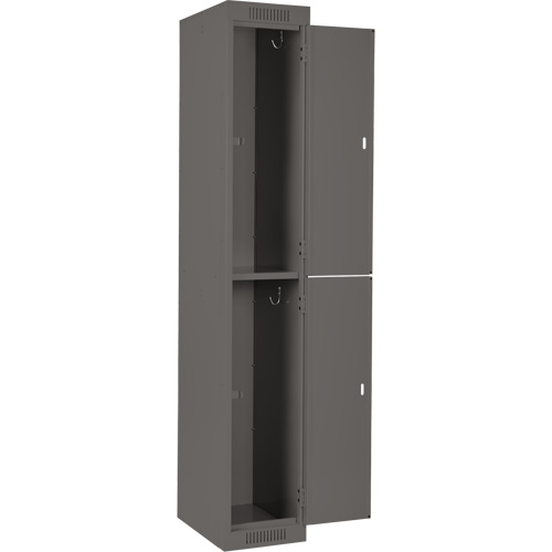 Clean Line Lockers, 2 -tier, Bank of 3, 36" x 18" x 72", Steel, Charcoal, Rivet (Assembled) Distribution Élite MP