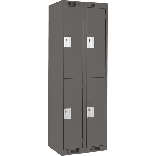 Clean Line Lockers, 2 -tier, Bank of 2, 24" x 18" x 72", Steel, Charcoal, Rivet (Assembled) Distribution Élite MP