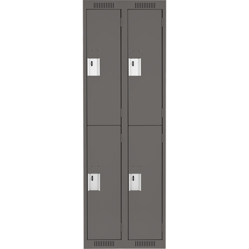 Clean Line Lockers, 2 -tier, Bank of 2, 24" x 18" x 72", Steel, Charcoal, Rivet (Assembled) Distribution Élite MP