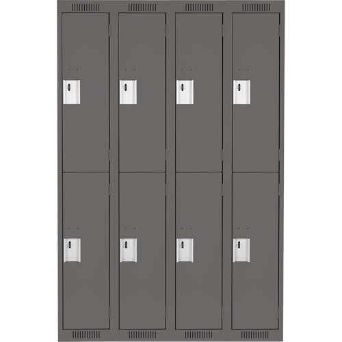Clean Line Lockers, 2 -tier, Bank of 4, 48" x 18" x 72", Steel, Charcoal, Rivet (Assembled) Distribution Élite MP