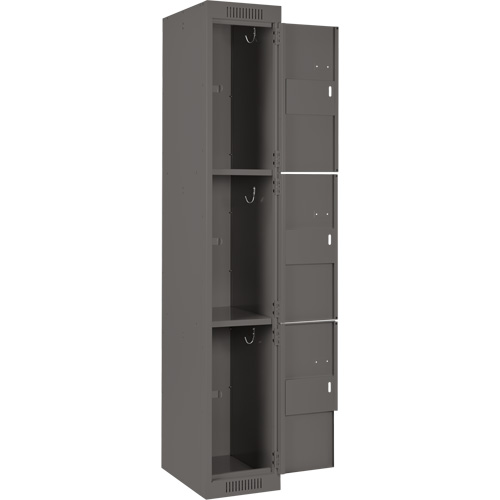 Clean Line Lockers, 3 -tier, Bank of 4, 48" x 18" x 72", Steel, Charcoal, Rivet (Assembled) Distribution Élite MP