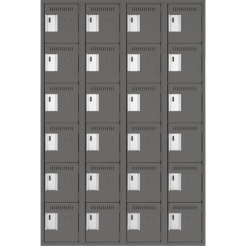 Clean Line Lockerette, 6 -tier, Bank of 4, 48" x 18" x 72", Steel, Charcoal, Rivet (Assembled) Distribution Élite MP