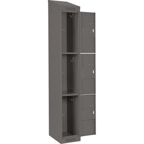 Clean Line Lockers, 3 -tier, Bank of 4, 48" x 18" x 78", Steel, Charcoal, Rivet (Assembled) Distribution Élite MP