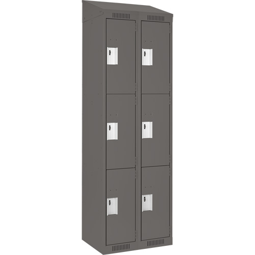 Casiers Clean Line, 3 niveaux, Bloc de 2, 24" x 18" x 78", Acier, Charbon, Rivet (assembl&eacute;) Distribution Élite MP