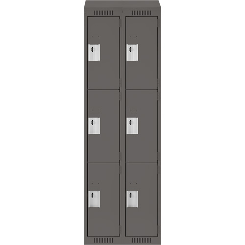Casiers Clean Line, 3 niveaux, Bloc de 2, 24" x 18" x 78", Acier, Charbon, Rivet (assembl&eacute;) Distribution Élite MP