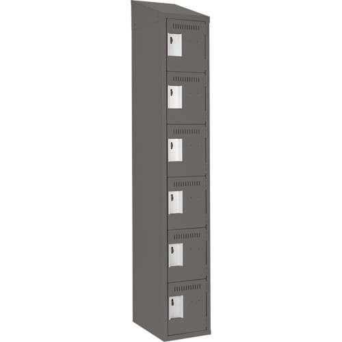 Clean Line Lockerette, 6 -tier, 12" x 18" x 78", Steel, Charcoal, Rivet (Assembled) Distribution Élite MP