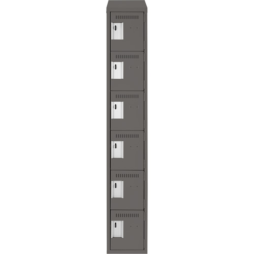 Clean Line Lockerette, 6 -tier, 12" x 18" x 78", Steel, Charcoal, Rivet (Assembled) Distribution Élite MP