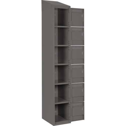 Clean Line Lockerette, 6 -tier, Bank of 4, 48" x 18" x 78", Steel, Charcoal, Rivet (Assembled) Distribution Élite MP
