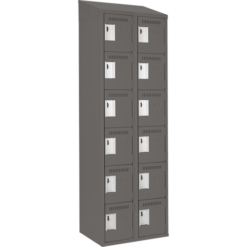 Clean Line Lockerette, 6 -tier, Bank of 2, 24" x 18" x 78", Steel, Charcoal, Rivet (Assembled) Distribution Élite MP