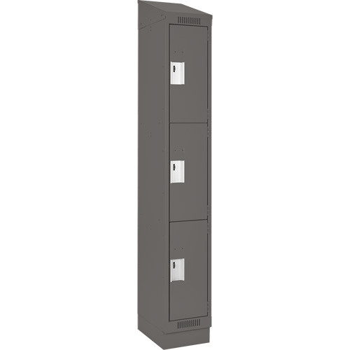 Clean Line Lockers, 3 -tier, 12" x 18" x 82", Steel, Charcoal, Rivet (Assembled) Distribution Élite MP