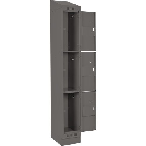 Clean Line Lockers, 3 -tier, Bank of 4, 48" x 18" x 82", Steel, Charcoal, Rivet (Assembled) Distribution Élite MP