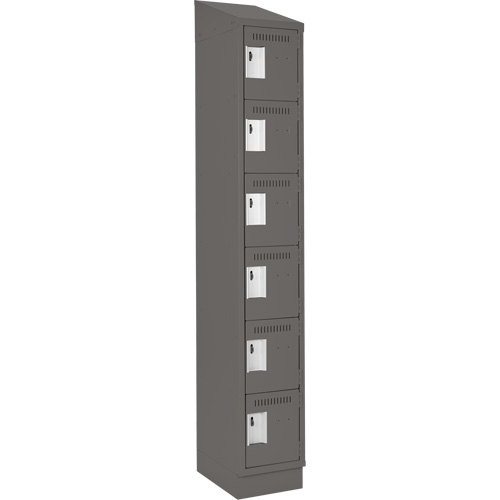 Clean Line Lockerette, 6 -tier, 12" x 18" x 82", Steel, Charcoal, Rivet (Assembled) Distribution Élite MP