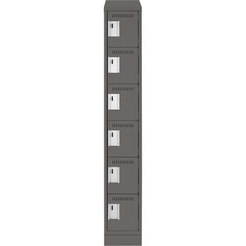 Clean Line Lockerette, 6 -tier, 12" x 18" x 82", Steel, Charcoal, Rivet (Assembled) Distribution Élite MP
