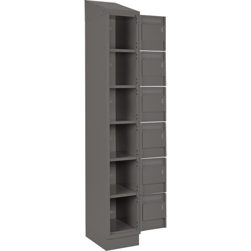 Clean Line Lockerette, 6 -tier, Bank of 4, 48" x 18" x 82", Steel, Charcoal, Rivet (Assembled) Distribution Élite MP