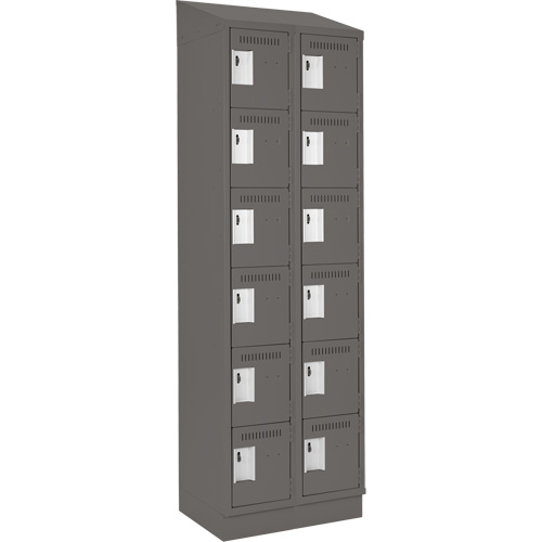 Clean Line Lockerette, 6 -tier, Bank of 2, 24" x 18" x 82", Steel, Charcoal, Rivet (Assembled) Distribution Élite MP