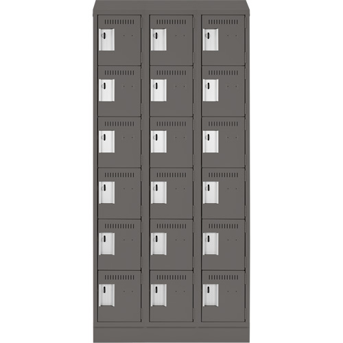 Clean Line Lockerette, 6 -tier, Bank of 3, 36" x 18" x 82", Steel, Charcoal, Rivet (Assembled) Distribution Élite MP