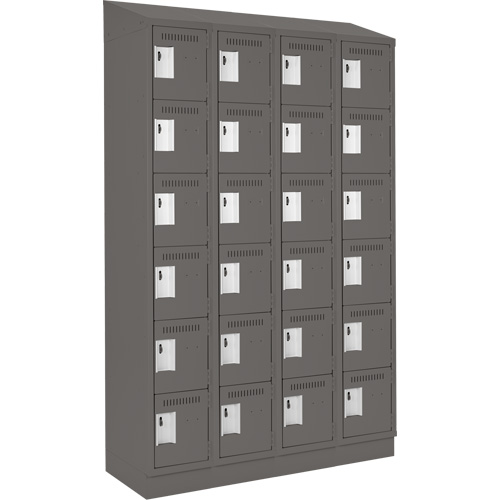 Clean Line Lockerette, 6 -tier, Bank of 4, 48" x 18" x 82", Steel, Charcoal, Rivet (Assembled) Distribution Élite MP