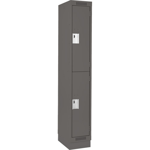 Clean Line Lockers, 2 -tier, 12" x 18" x 76", Steel, Charcoal, Rivet (Assembled) Distribution Élite MP