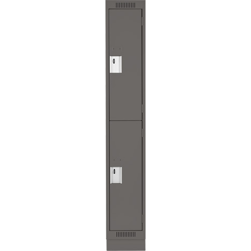 Clean Line Lockers, 2 -tier, 12" x 18" x 76", Steel, Charcoal, Rivet (Assembled) Distribution Élite MP
