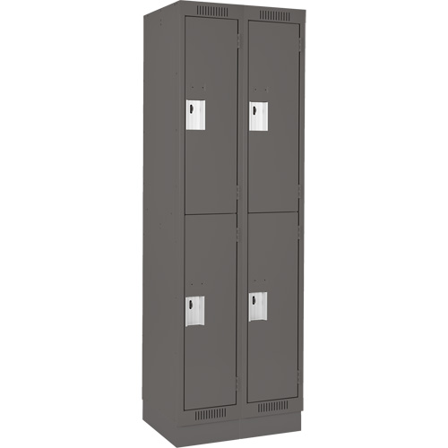 Clean Line Lockers, 2 -tier, Bank of 2, 24" x 18" x 76", Steel, Charcoal, Rivet (Assembled) Distribution Élite MP