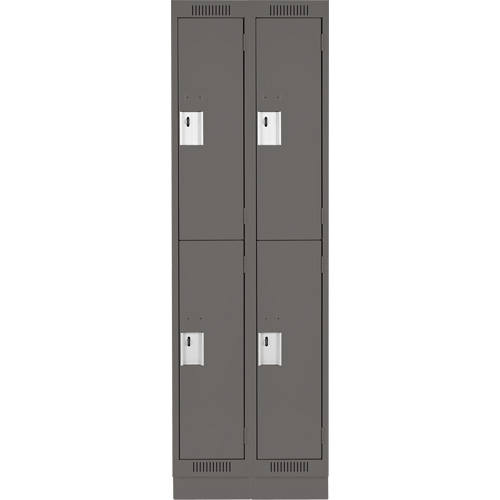 Clean Line Lockers, 2 -tier, Bank of 2, 24" x 18" x 76", Steel, Charcoal, Rivet (Assembled) Distribution Élite MP
