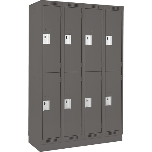 Casiers Clean Line, 2 niveaux, Bloc de 4, 48" x 18" x 76", Acier, Charbon, Rivet (assembl&eacute;) Distribution Élite MP