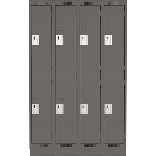 Casiers Clean Line, 2 niveaux, Bloc de 4, 48" x 18" x 76", Acier, Charbon, Rivet (assembl&eacute;) Distribution Élite MP