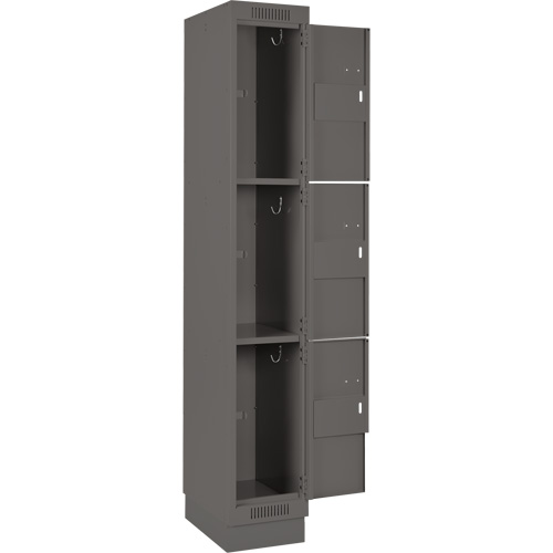 Clean Line Lockers, 3 -tier, Bank of 4, 48" x 18" x 76", Steel, Charcoal, Rivet (Assembled) Distribution Élite MP