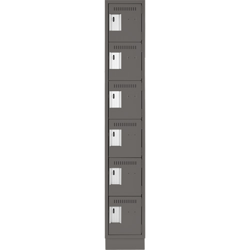 Clean Line Lockerette, 6 -tier, 12" x 18" x 76", Steel, Charcoal, Rivet (Assembled) Distribution Élite MP
