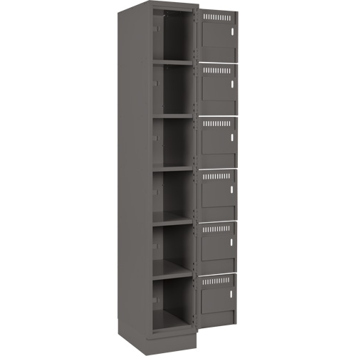 Clean Line Lockerette, 6 -tier, Bank of 4, 48" x 18" x 76", Steel, Charcoal, Rivet (Assembled) Distribution Élite MP