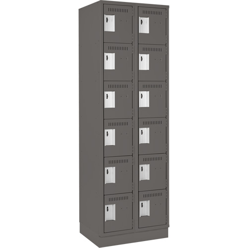 Clean Line Lockerette, 6 -tier, Bank of 2, 24" x 18" x 76", Steel, Charcoal, Rivet (Assembled) Distribution Élite MP