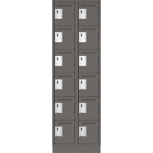 Clean Line Lockerette, 6 -tier, Bank of 2, 24" x 18" x 76", Steel, Charcoal, Rivet (Assembled) Distribution Élite MP